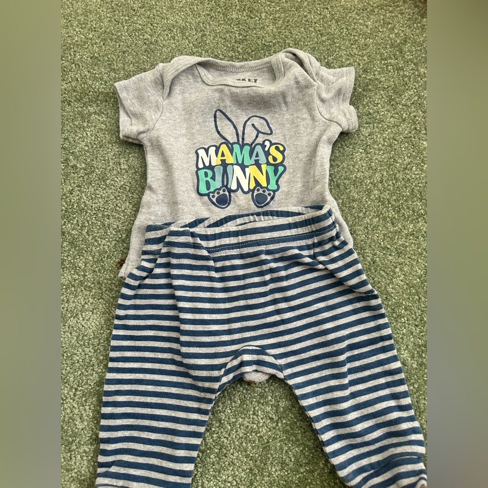 Easter🐇-Mama's Bunny Gray and Blue Kids Matching Set